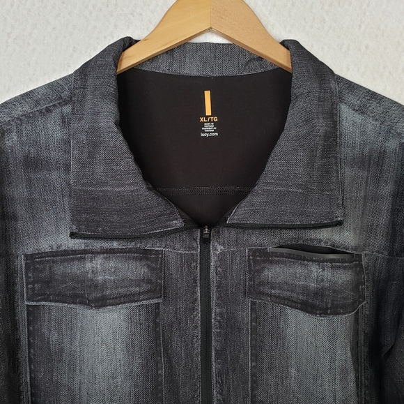 Lucy Faux Denim Look Full Zip Soft Layering Jacket Lots of Pockets Sz XL. - Picture 2 of 12